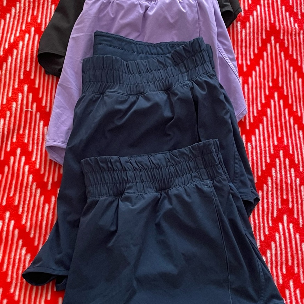 Set of Purple, Black, and Navy Blue Shorts (4)
